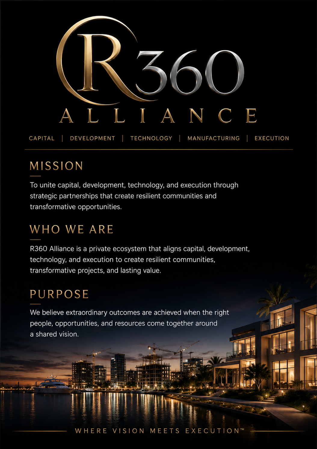 R360 — Capital, Development, Technology, Manufacturing, Execution