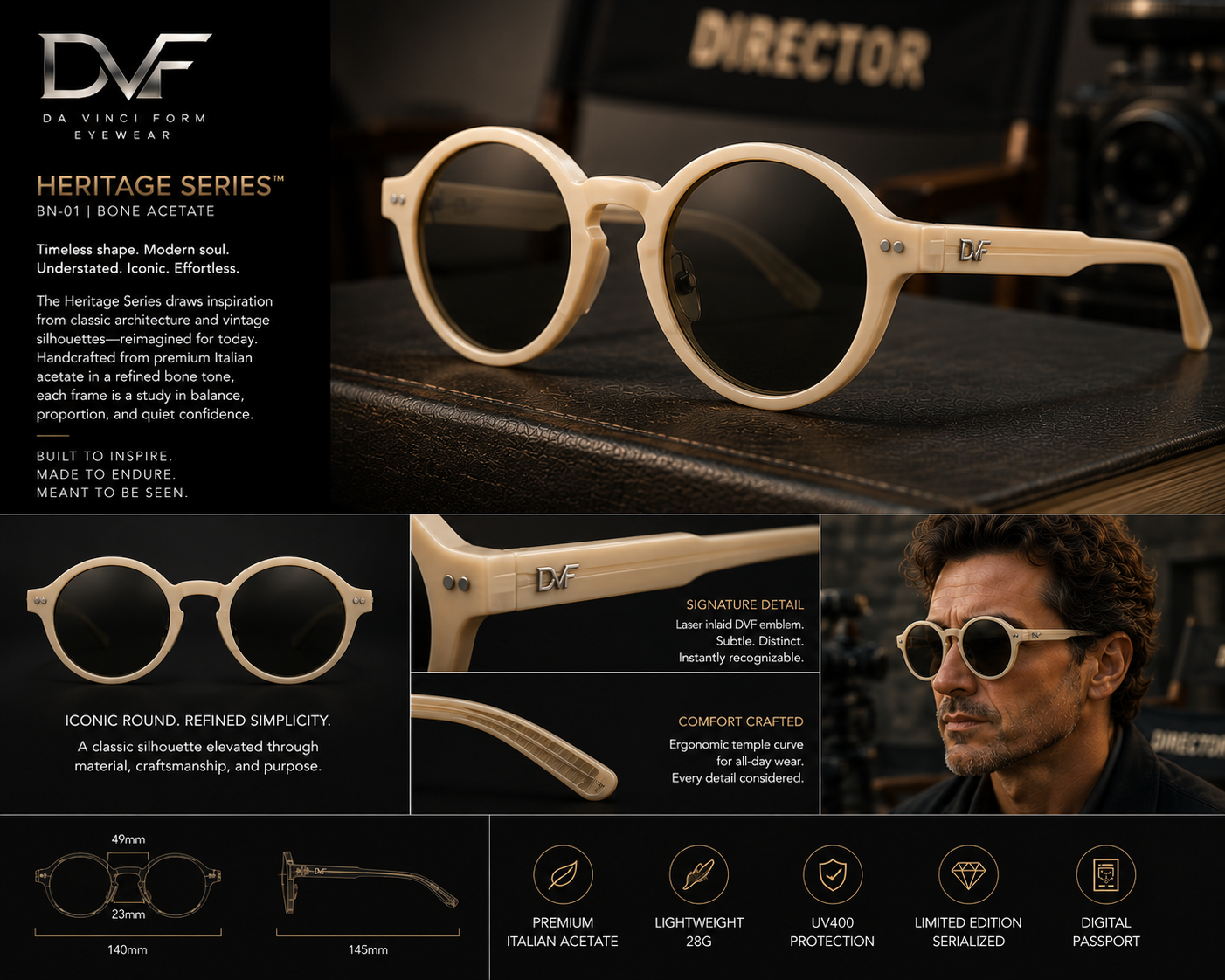 DVF Heritage Series bone acetate campaign board
